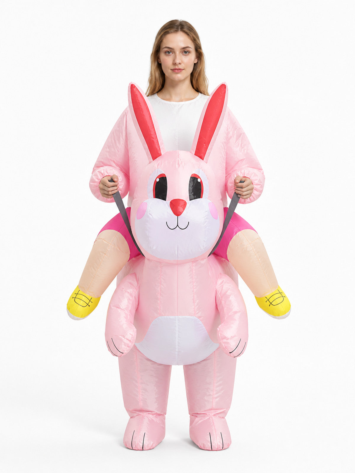 Inflatable Rabbit Costume, Pink, One Size front view