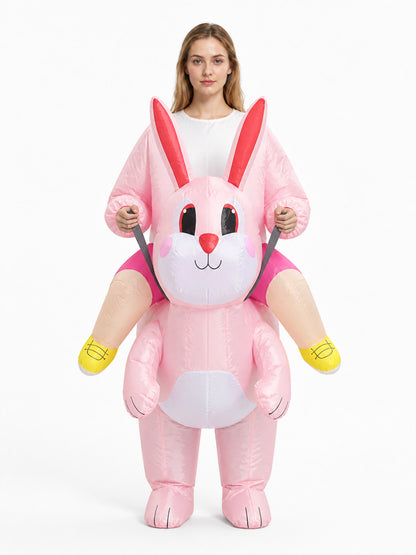Inflatable Rabbit Costume, Pink, One Size front view