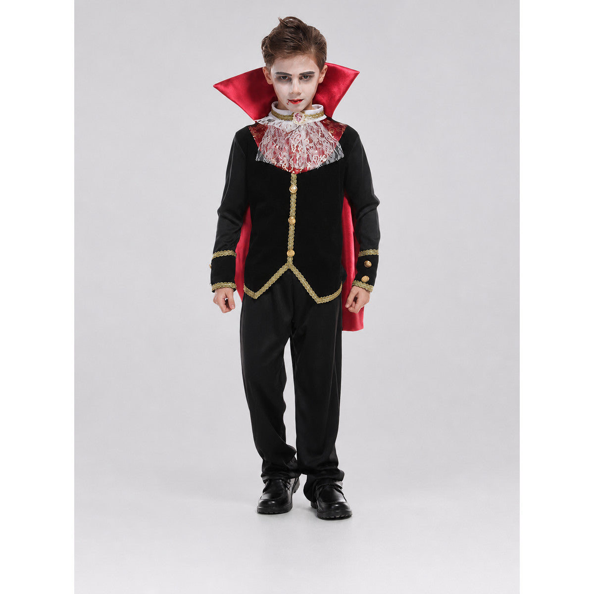 Vampire Costume with Cape and Pants on-model view