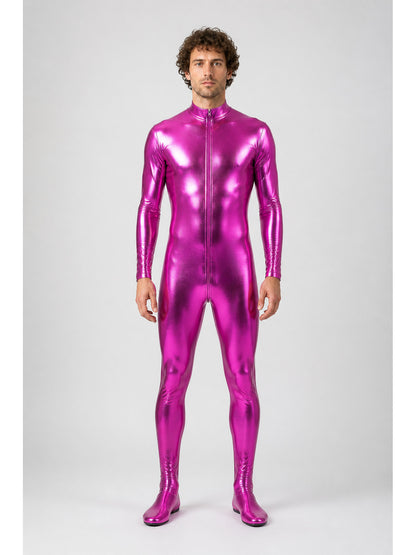 Glossy Fitted Stage Jumpsuit with Zipper main product view