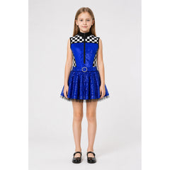 Sleeveless Dress with Checkerboard Pattern and Sequins