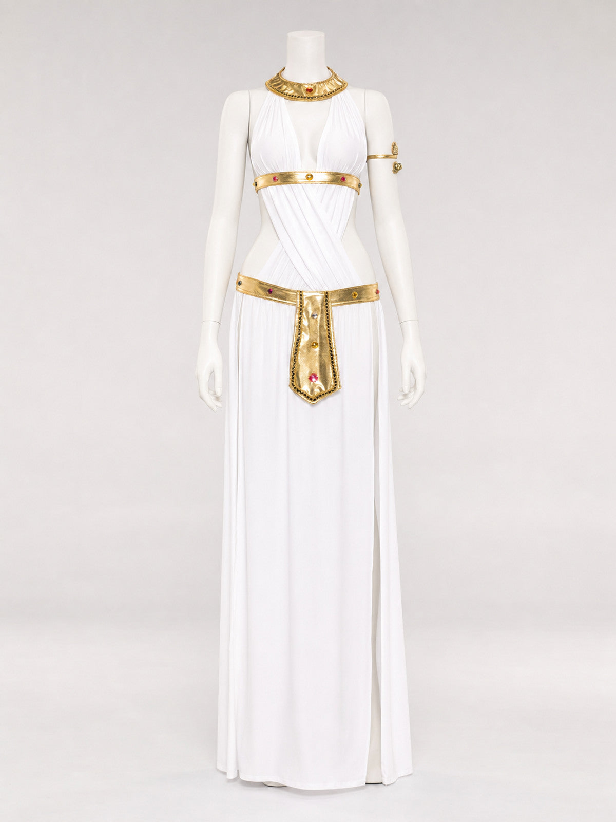 White Cleopatra Costume with Gold Decor for Cosplay main product view