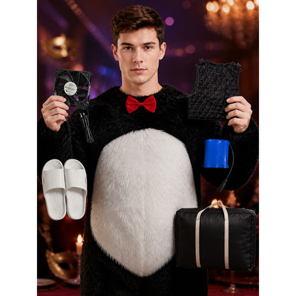 Inflatable Panda Costume Set with Fan, Includes Slippers and Storage Bag on-model view