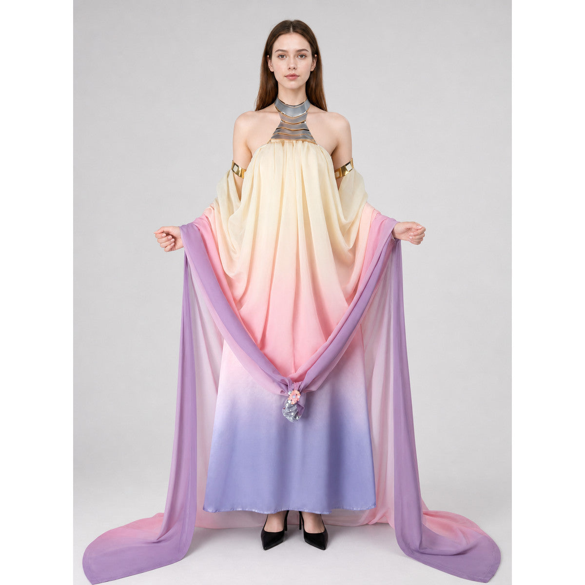 Amidala Cosplay Dress with Draping and Train
