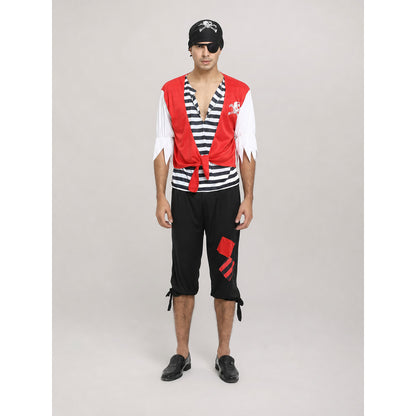 Pirate Costume with Vest and Eye Patch on-model view