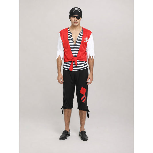 Pirate Costume with Vest and Eye Patch on-model view
