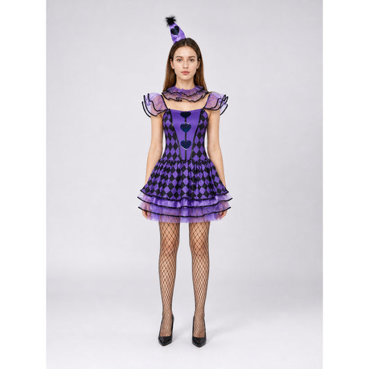 Women's Clown Costume with Dress for Halloween