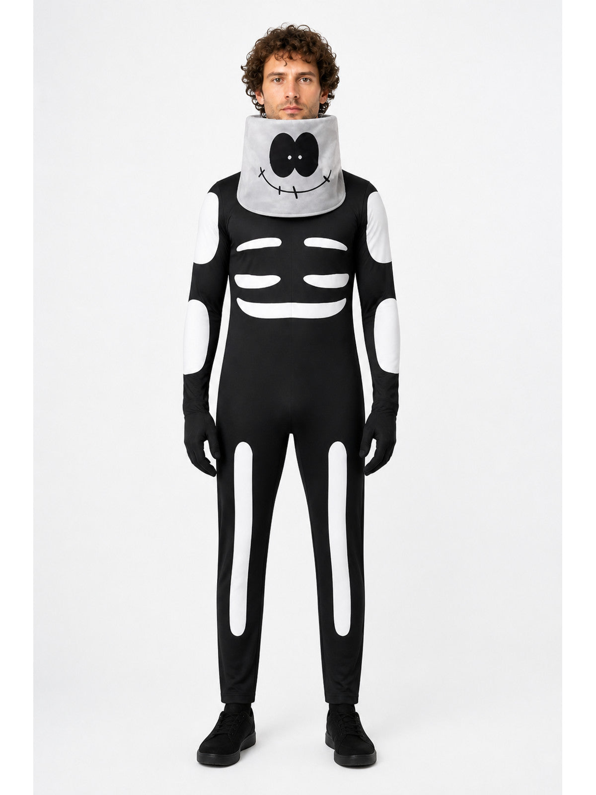 Skeleton Costume with Hood and Gloves main product view