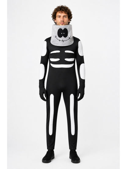 Skeleton Costume with Hood and Gloves main product view