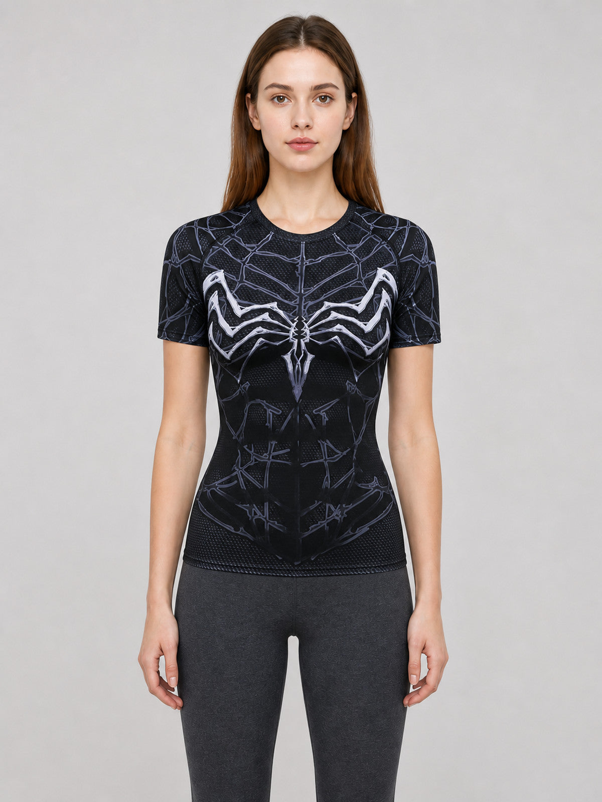 Web-Print Compression T-Shirt, Superhero Style on-model view