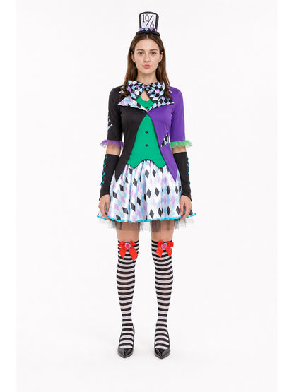 Clown Costume with a Full Skirt and Geometric Pattern main product view