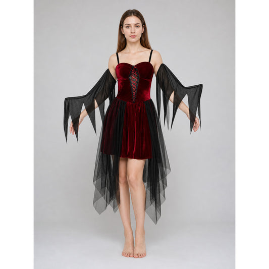 Halloween cosplay costume with wings and dress