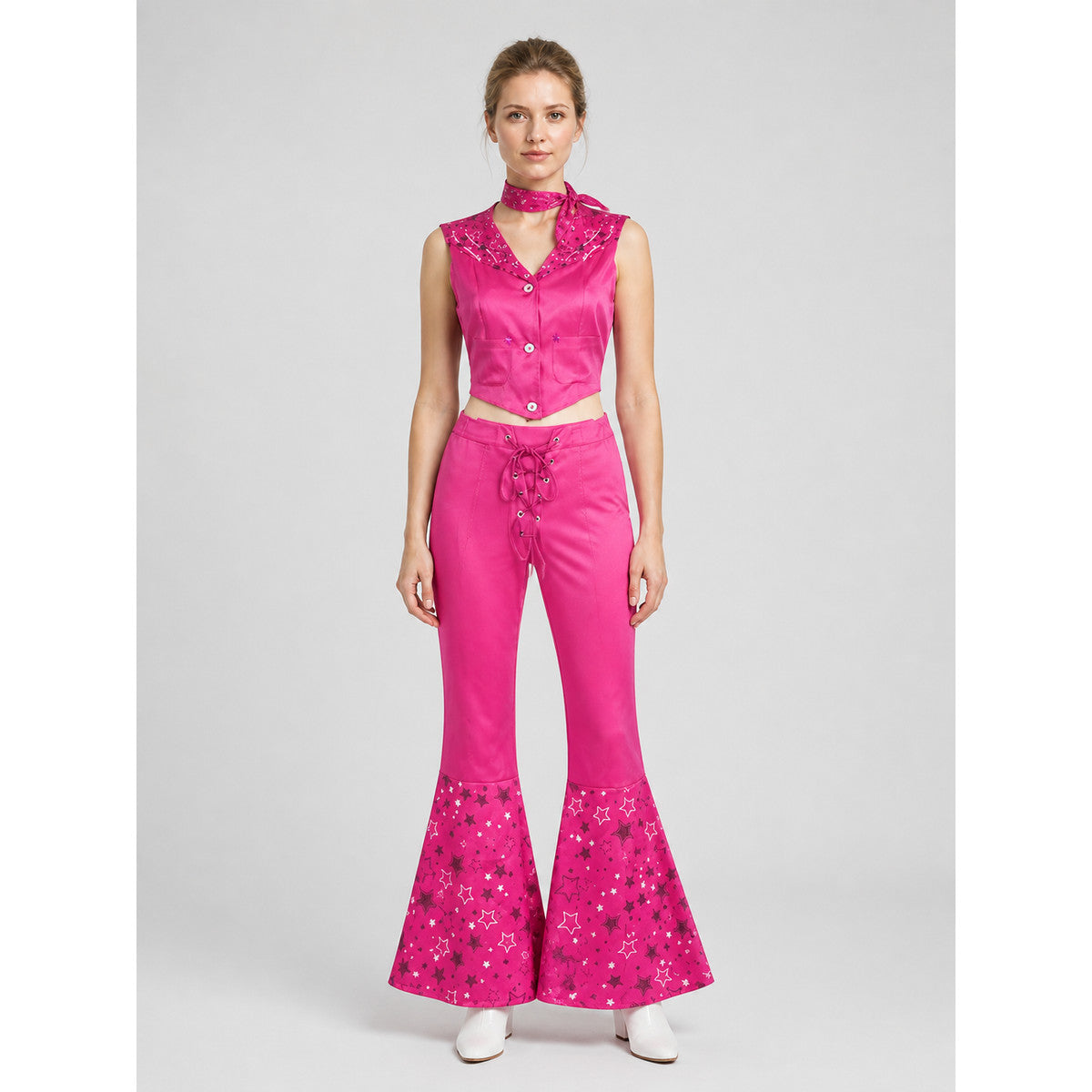 Barbie Cosplay Costume: Top, Flared Pants, and Scarf