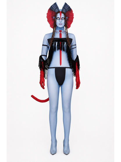 Stage Cosplay Jumpsuit with Mask, Red, Blue, and Black main product view