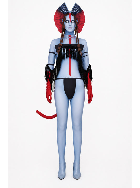 Stage Cosplay Jumpsuit with Mask, Red, Blue, and Black main product view