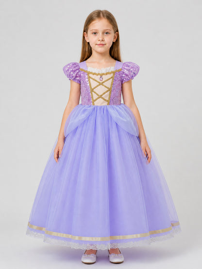 Purple Sequin Princess Costume Dress on-model view