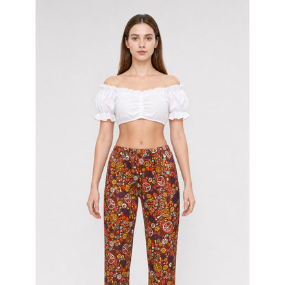 White Cropped Off-the-Shoulder Top
