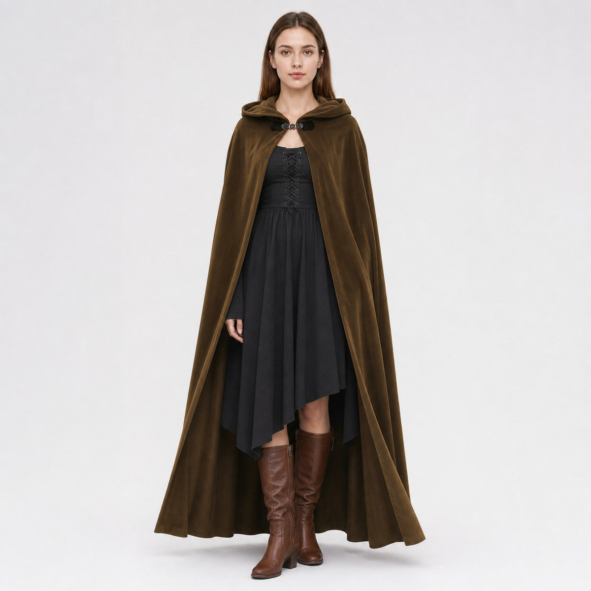 Brown Hooded Costume Cape