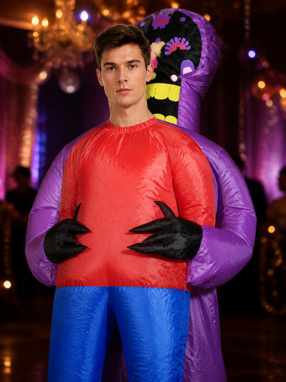 Purple Alien Inflatable Bodysuit Costume, Funny Halloween Party Outfit on-model view