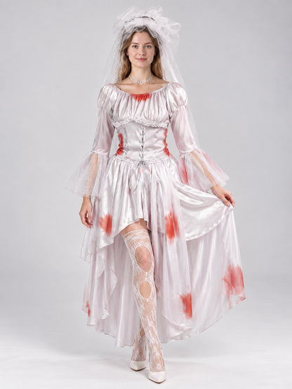 Vampire-Style Carnival Costume with Corset and Veil