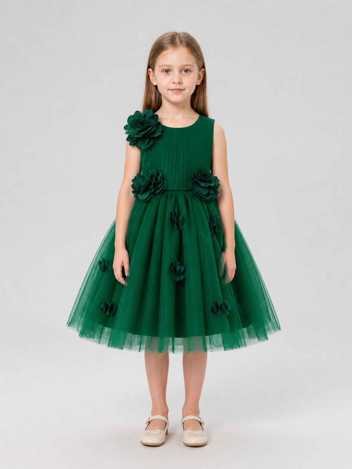 Tutu Dress with 3D Flowers for a Flower Girl