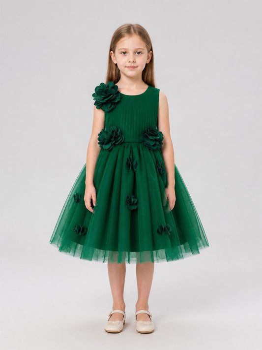 Tutu Dress with 3D Flowers for a Flower Girl on-model view