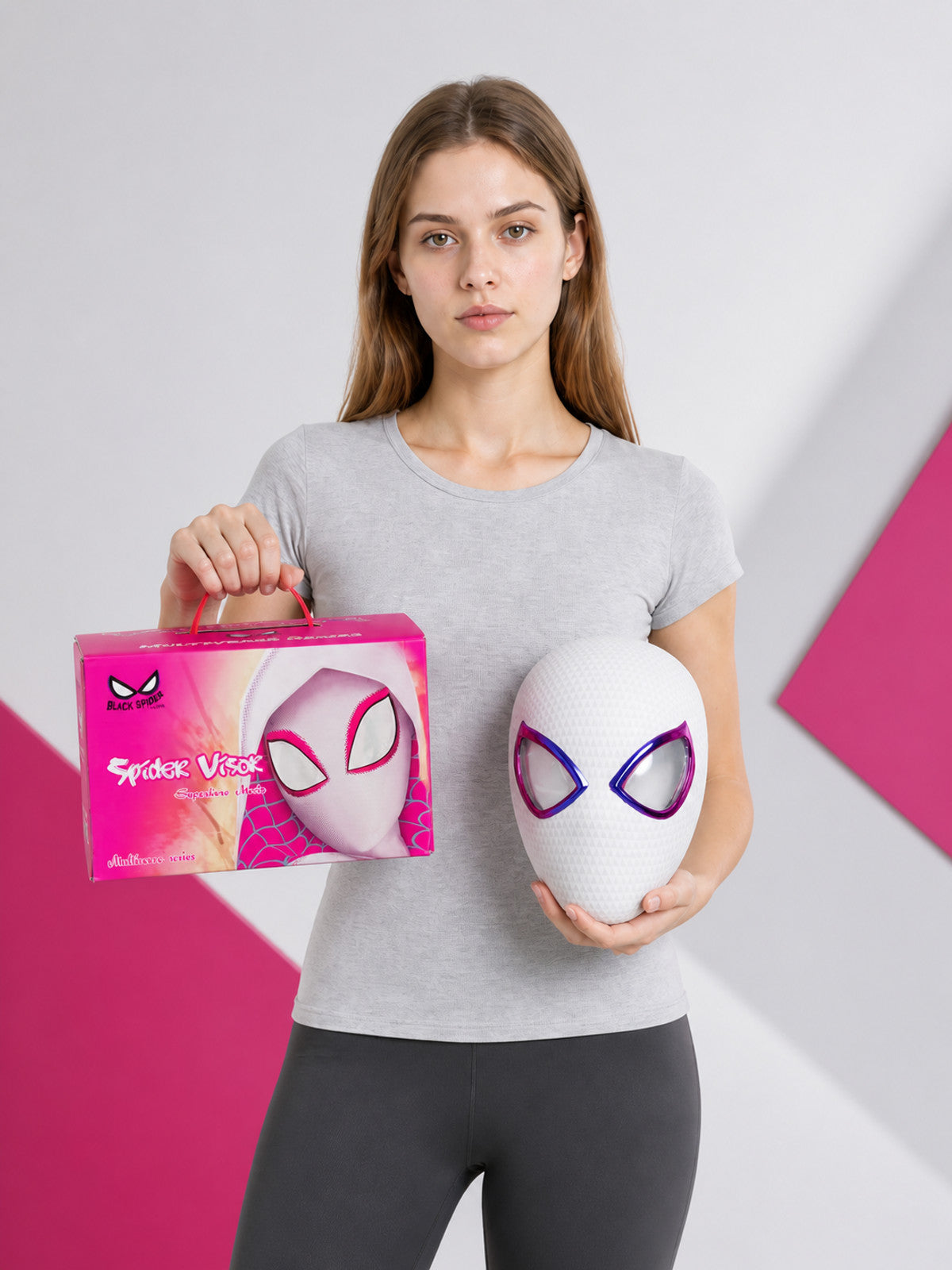White Cosplay Mask with Black and Purple Eyes