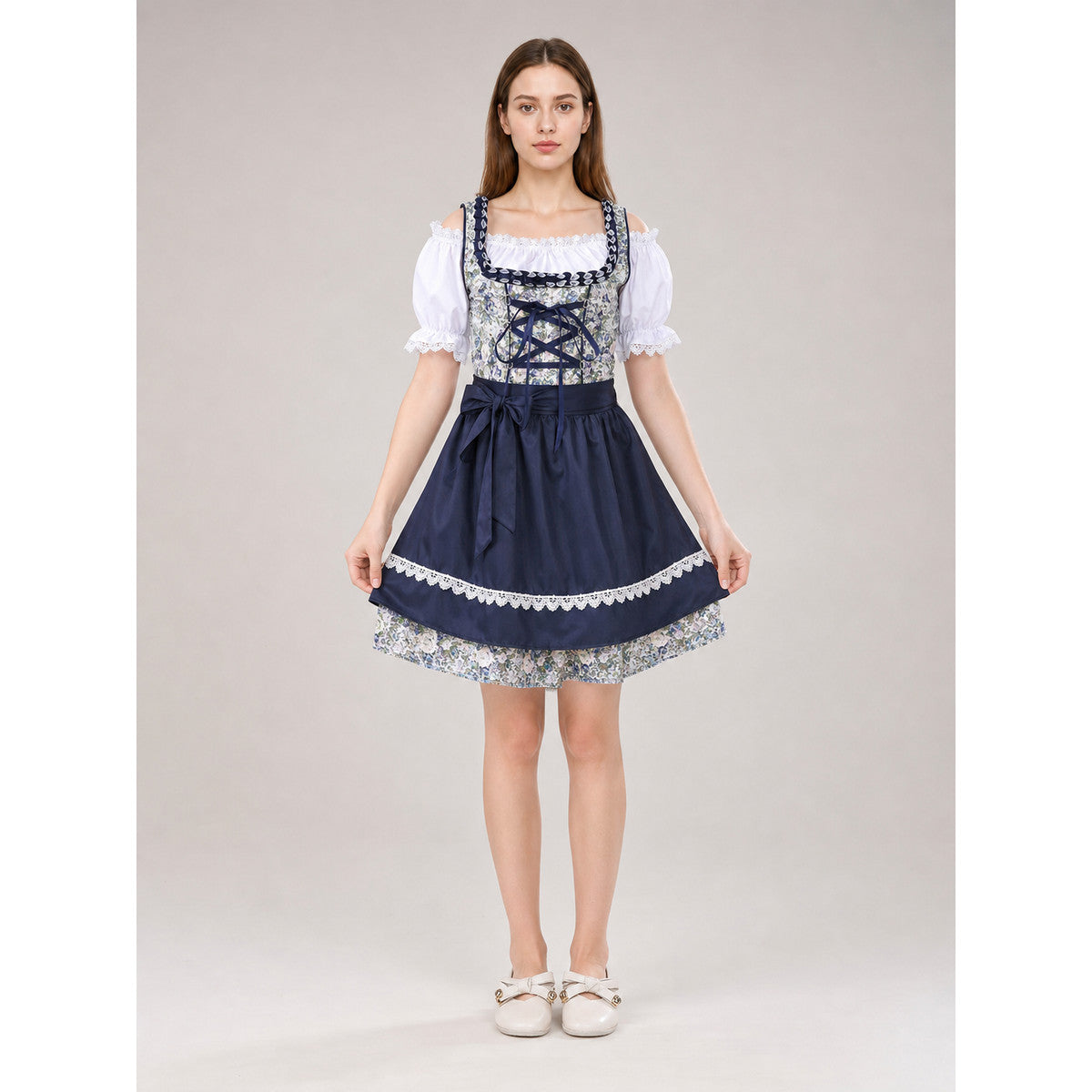 Folk Dress in Bavarian Style with Apron