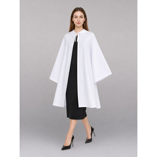 White Carnival Cloak with Hood, Wide Sleeves