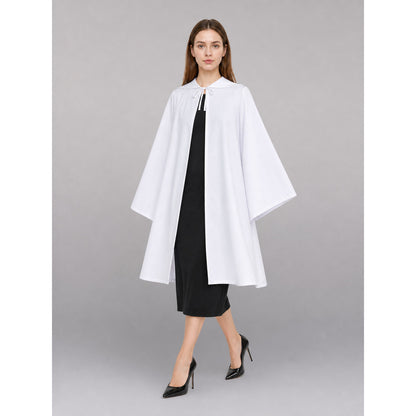 White Carnival Cloak with Hood and Wide Sleeves