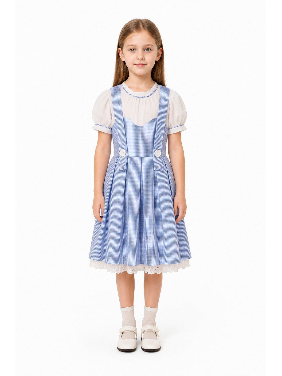 Small Blue-and-White Checkered Dress with Apron main product view