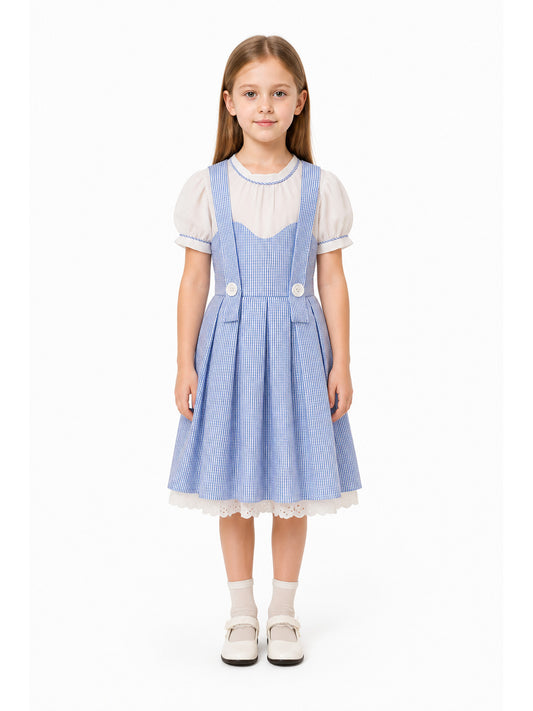Small Blue-and-White Checkered Dress with Apron main product view