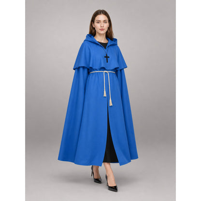 Blue carnival cloak with hood, medieval look