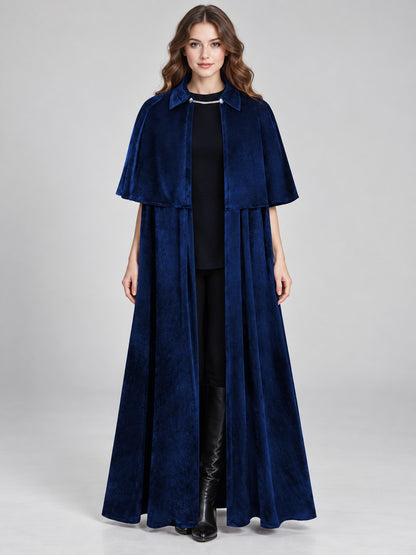 Blue Velvet Cloak Cape with Shoulder Cape and Clasp