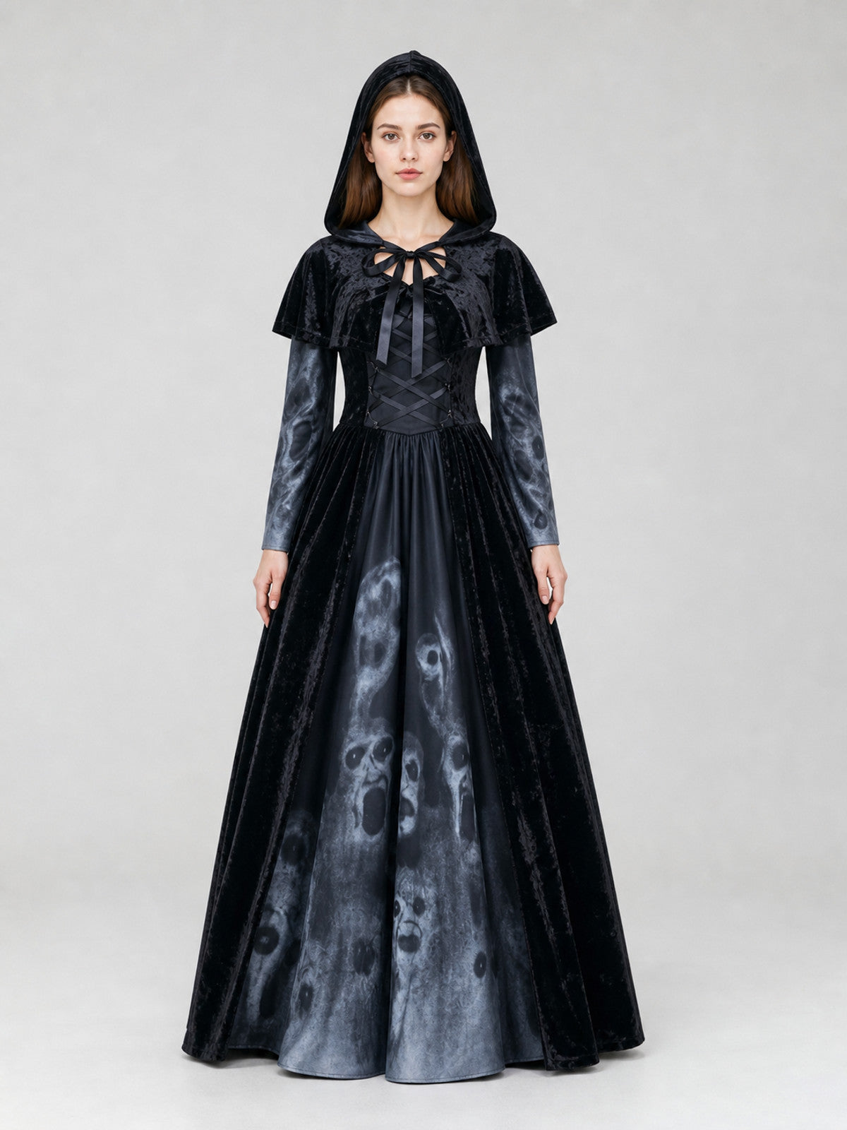 Gothic Costume: Hooded Dress and Cape main product view