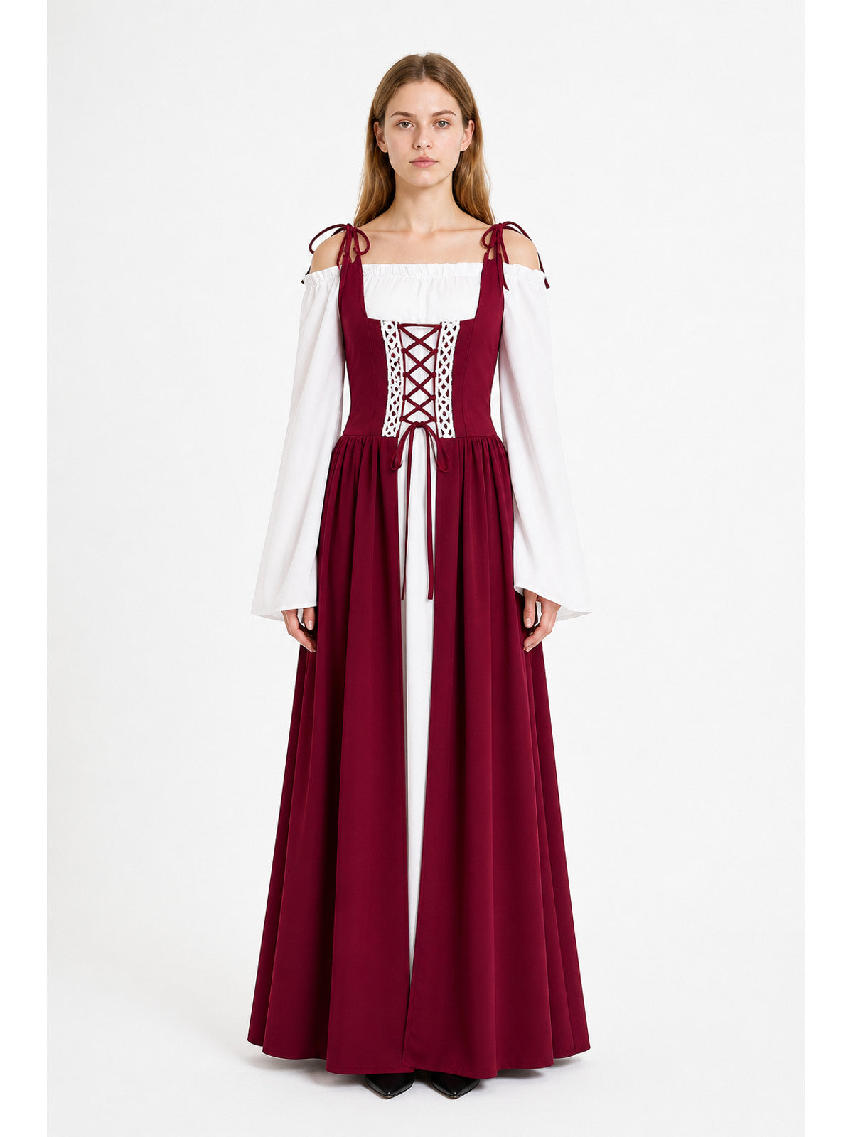 Long Burgundy Off-Shoulder Dress main product view