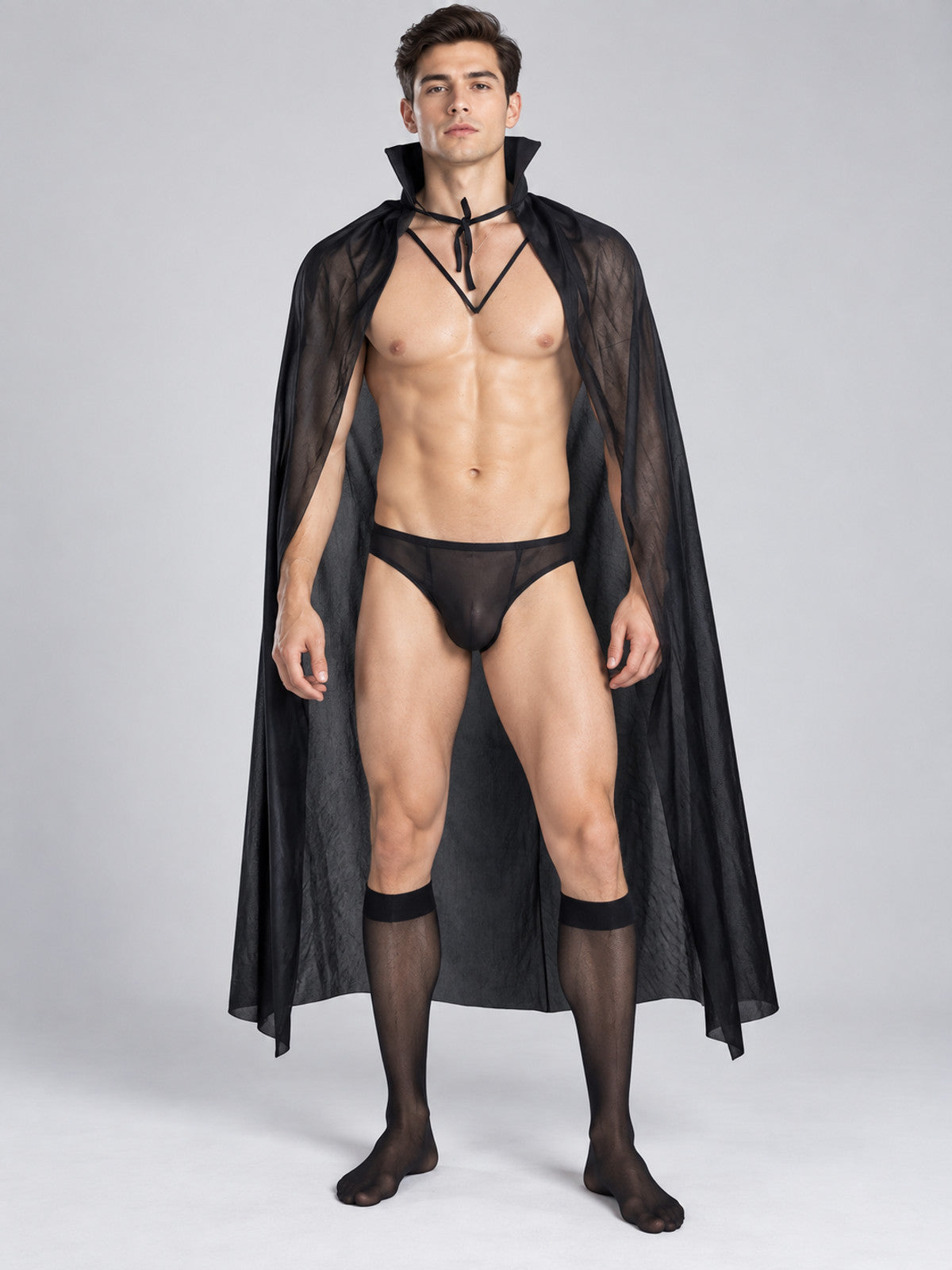 Vampire Carnival Costume: Black Cape, Chest Strap