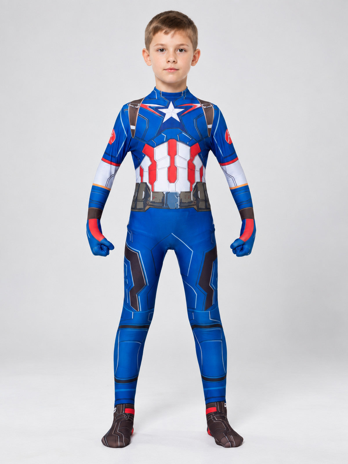 Blue Superhero Costume for Cosplay with a Star