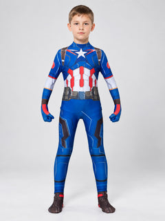 Blue Superhero Costume for Cosplay with a Star