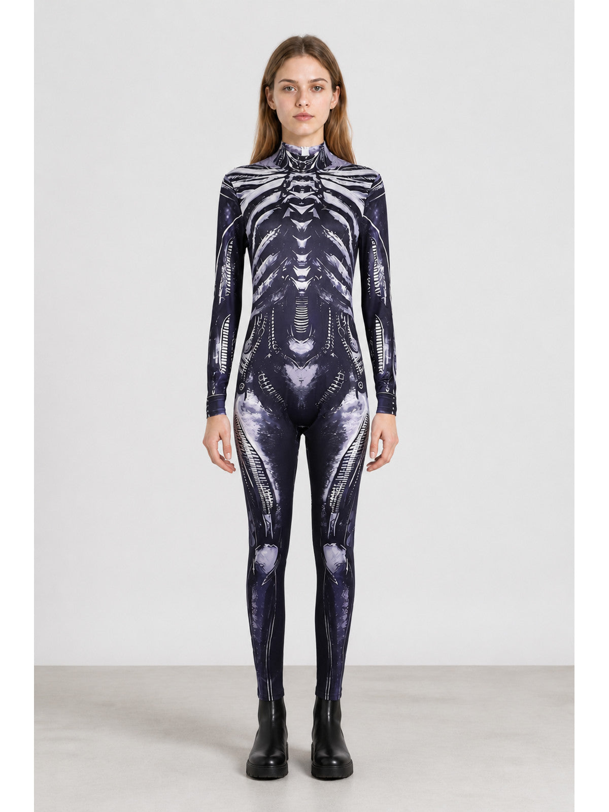 Skeleton Jumpsuit Costume with Bone Print main product view