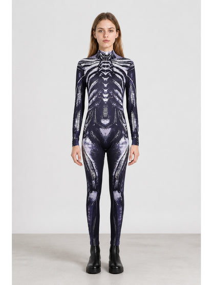 Skeleton Jumpsuit Costume with Bone Print main product view