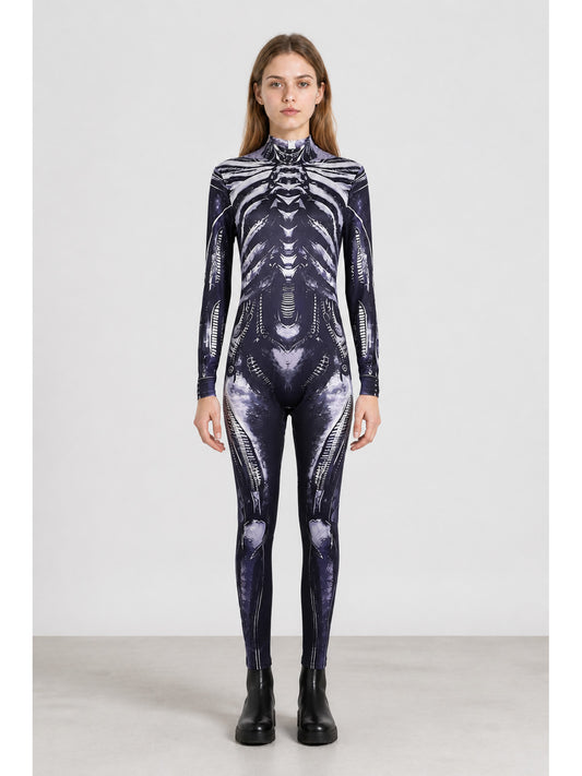 Skeleton Jumpsuit Costume with Bone Print main product view
