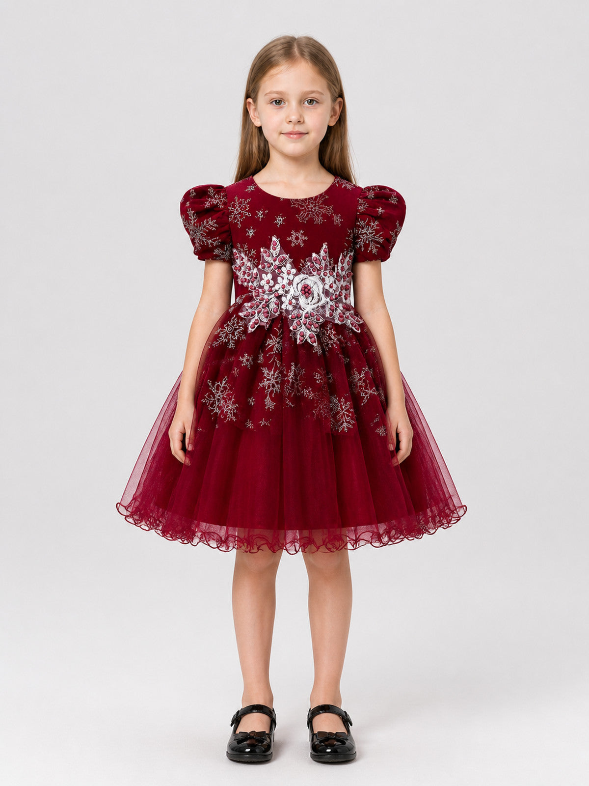 European-Style Tutu Dress with Puff Sleeves L2028XZ