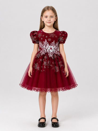 European-Style Tutu Dress with Puff Sleeves L2028XZ