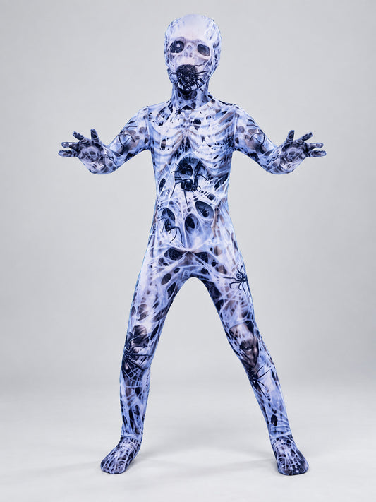 Skull Print Jumpsuit Costume with Mask
