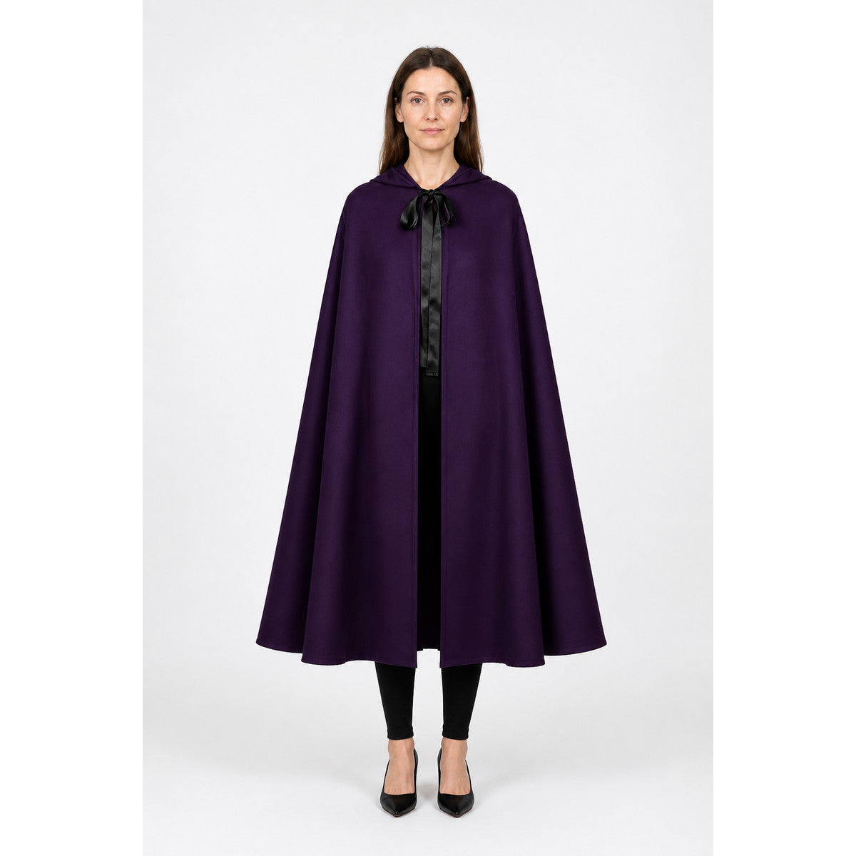 Purple Hooded Cape with a Wide Hem for Halloween main product view