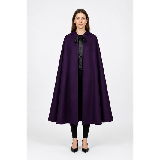 Purple Hooded Cape with a Wide Hem for Halloween main product view