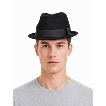 Black carnival fedora hat with ribbon