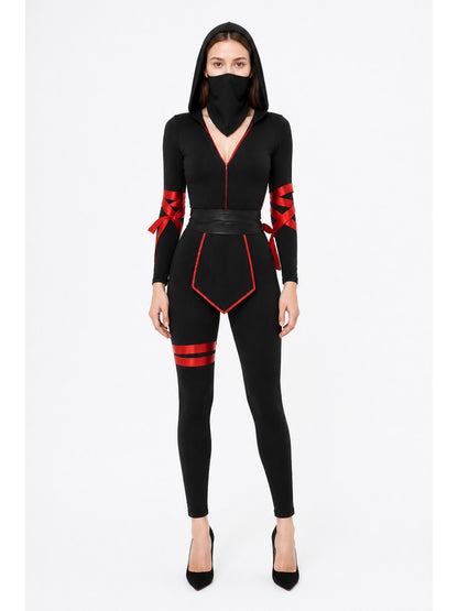 Hooded Ninja Jumpsuit with Face Covering main product view