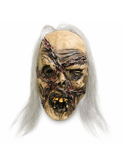 Scary Zombie Latex Mask with Chains & Hair Realistic Horror Corpse Mask Adult
